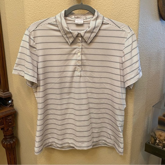 NIKE GOLF Women Striped Polo Short Sleeve Top Size Large - Picture 1 of 8
